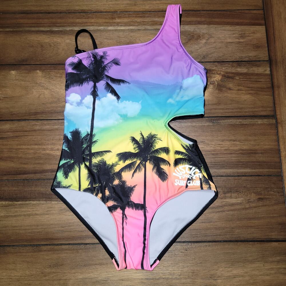 Justice Sport Surf Club One Piece Girls Swim Suit - Size XL (16/18)